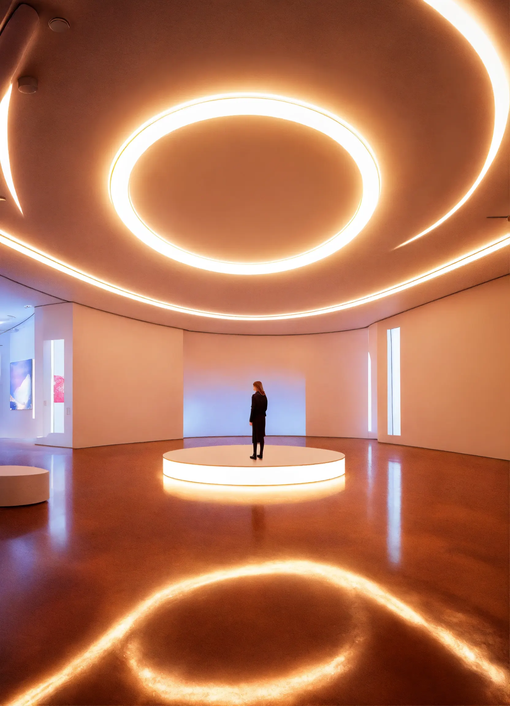 Modern living room with stretch ceiling